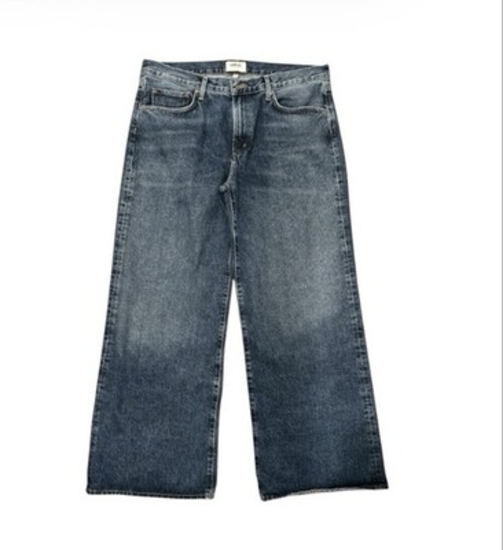 Agolde Arc Wide-Leg Denim Jeans Short Wave Dark Indigo Size 32 - Picture 7 of 9